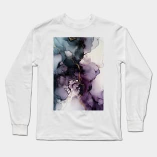 Purple Thunder - Abstract Alcohol Ink Art Long Sleeve T-Shirt